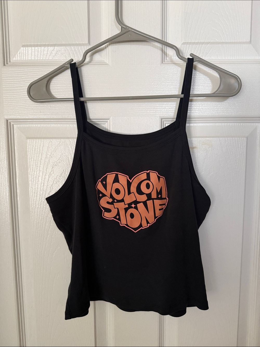 Volcom Black Tank with Orange Heart Logo Graphic